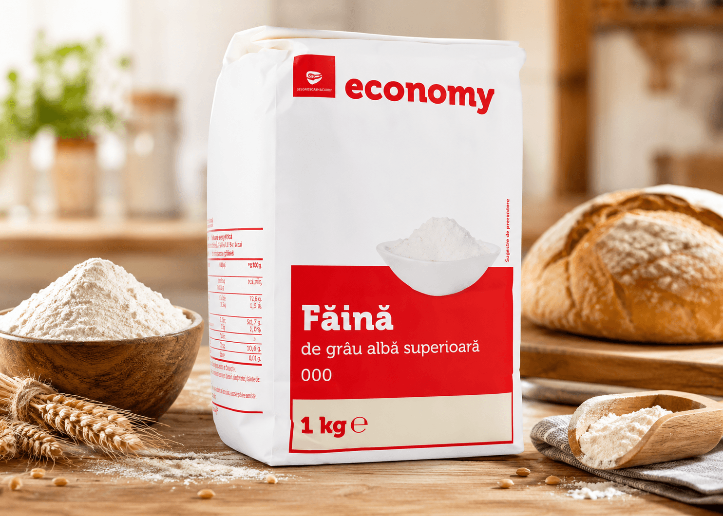 FAINA TRANSGOURMET ECONOMY GRAU ALBA SUPERIOARA 000 1KG