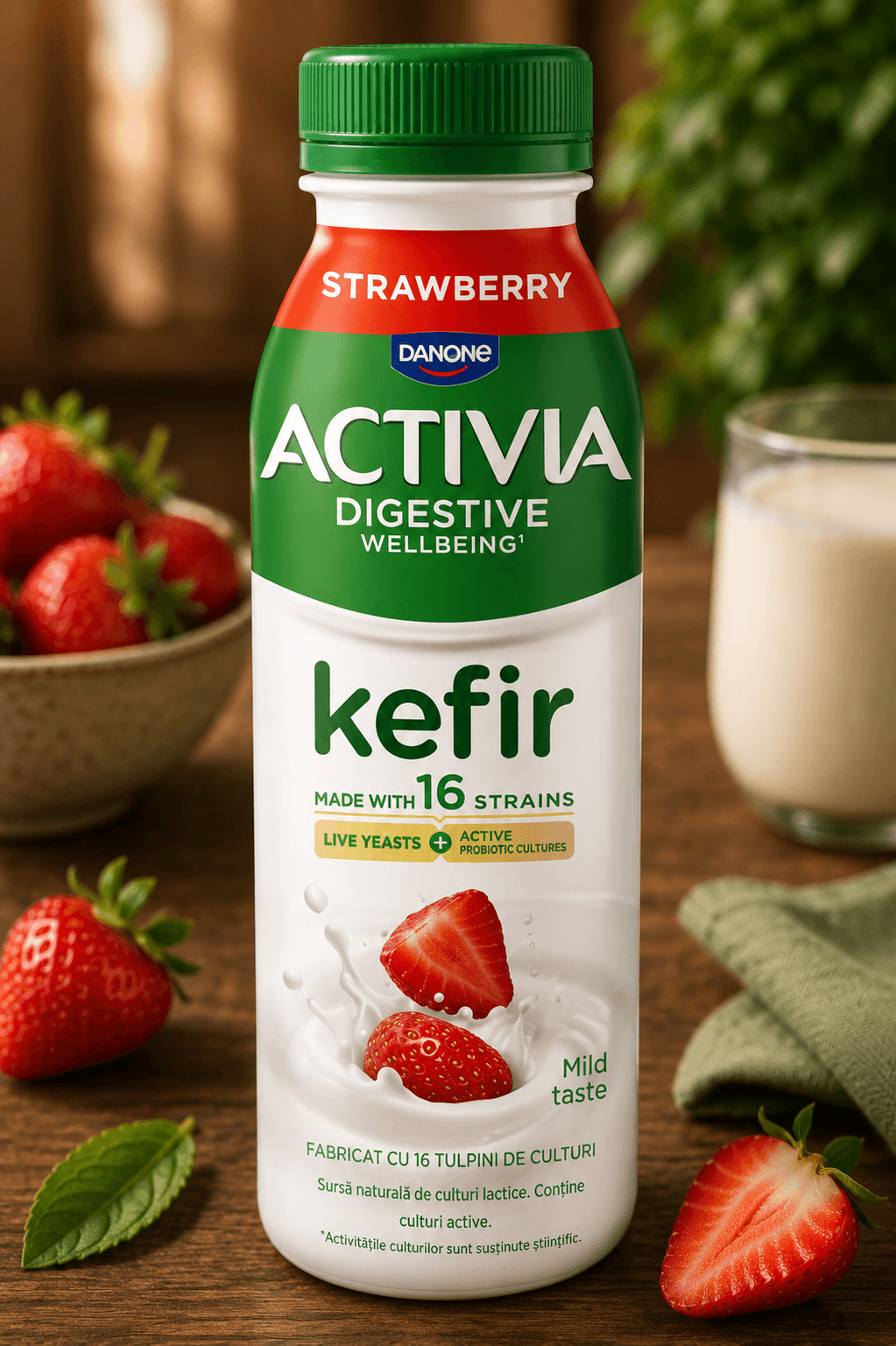 ACTIVIA KEFIR CU CAPSUNI 280G