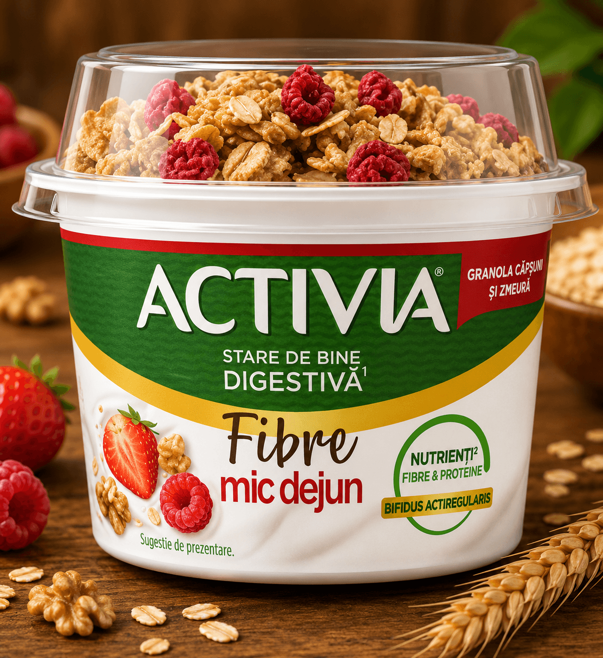 ACTIVIA MIC DEJUN FRUCTE ROSII SI CEREALE 170G