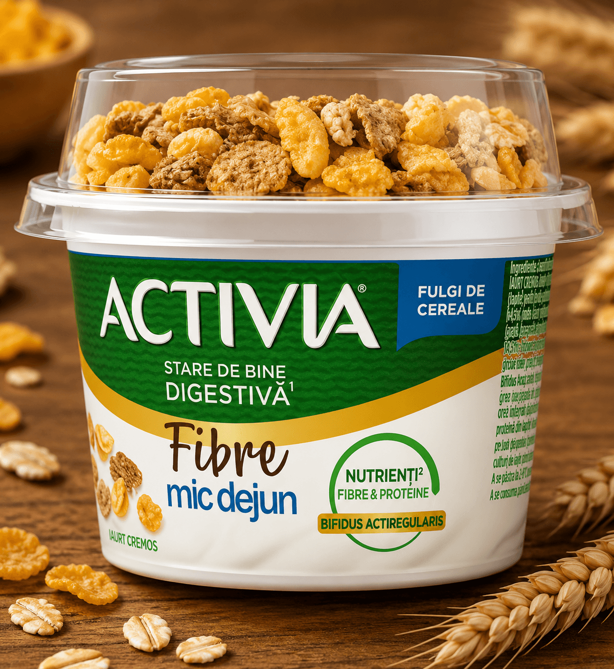 ACTIVIA MIC DEJUN IAURT NATUR FULGI CEREALE 163G