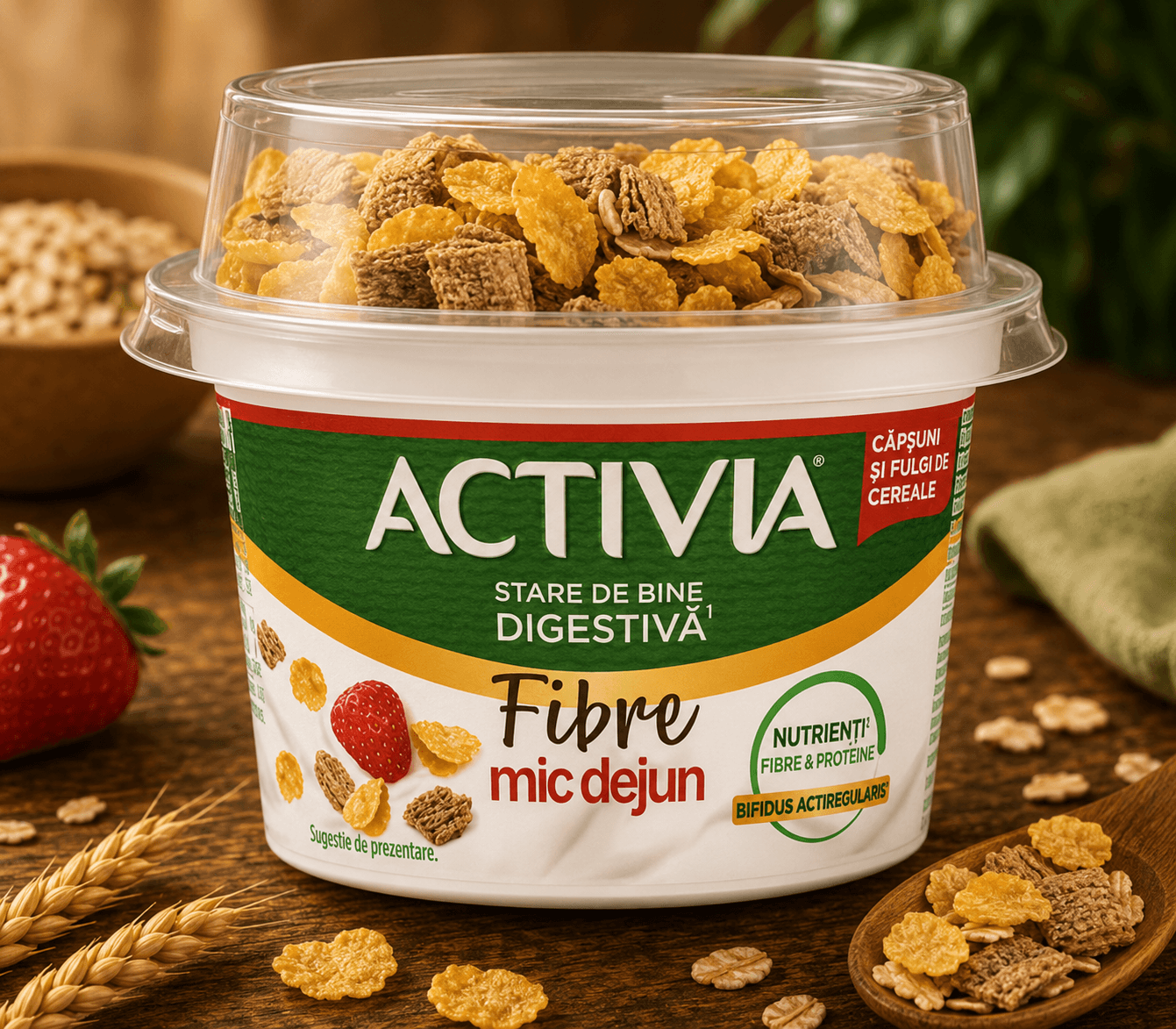 ACTVIA MIC DEJUN IAURT CAPSUNI SI FULGI DE CEREALE 163G