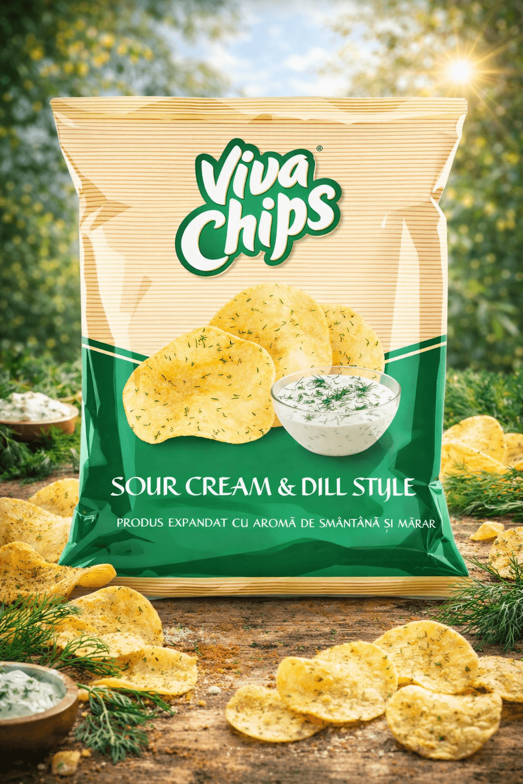 VIVA CHIPS SMÂNTÂNĂ + MĂRAR 100G